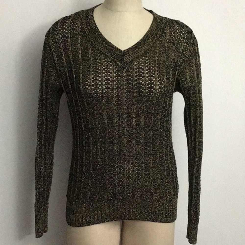 APC Open Knit Metallic Pullover Small Black & Gold